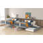 Lit double superposé au-dessus d'un lit double avec lit gigogne simple et échelle - gris
