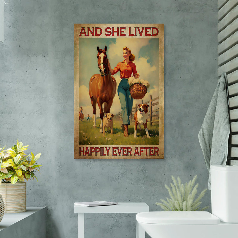 «Horse Dog and She Lived Happily», impression sur toile tendue, L 11 po x H 14 po