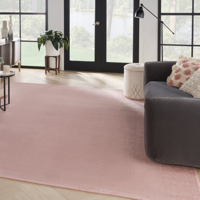 Mullican Sandy Solid Pink Easy Care Indoor/Outdoor Area Rug
