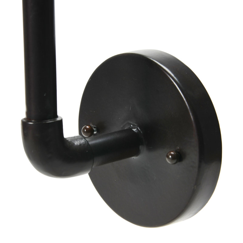 Metal Wall Sconce with Round Shade, Bronze/Black