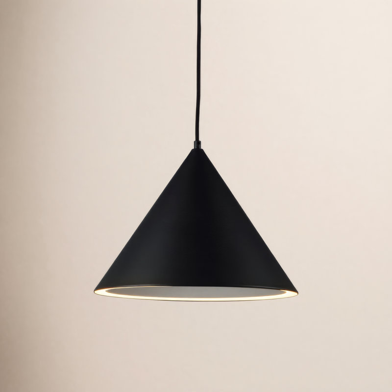 Luminaire suspendu conique 1 lumière Hannigan, Noir, noir, noir, noir