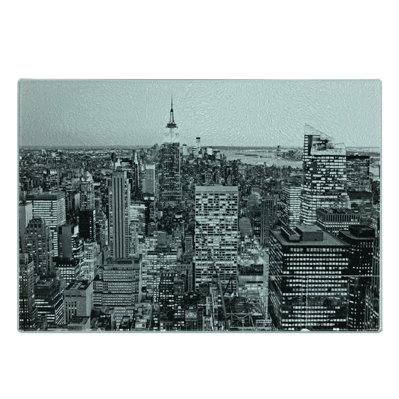 Planche à découper Ambesonne paysage en verre trempé gris New York Manhattan