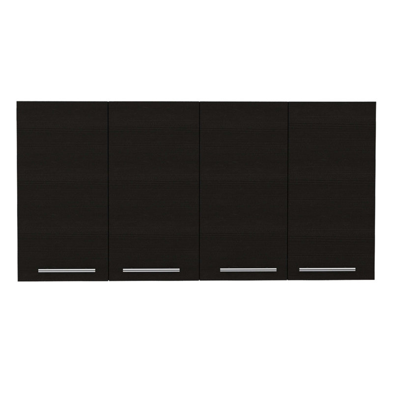 120 Wall Cabinet, Four Doors, Two Cabinets, Two Shelves -Black