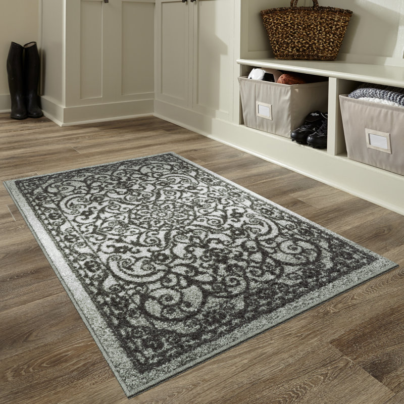 Dreyfuss Oriental Tufted Light Gray/Dark Gray Area Rug