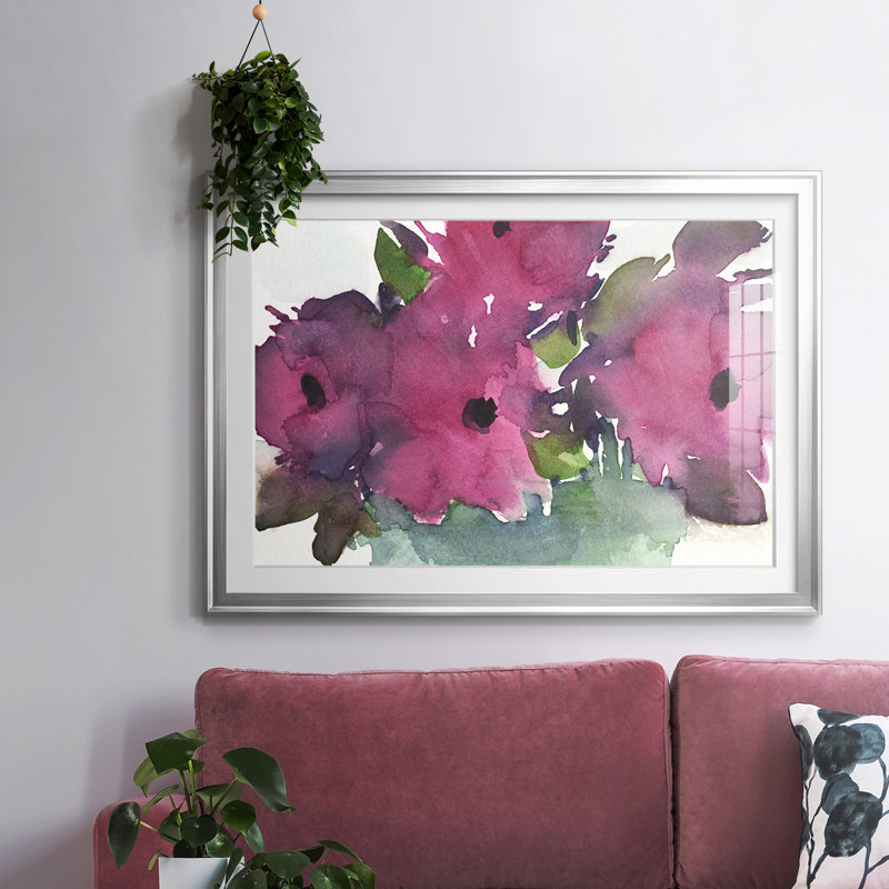 Floral Pretty II, reproduction encadrée sur papier, Argent, H 27 po x l 39 po x P 1,5 po