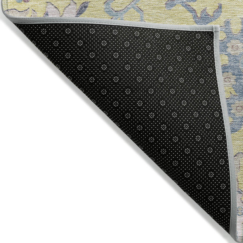 Tapis lavable extérieur 10 pi x 14 pi jaune lavande et bleu floral