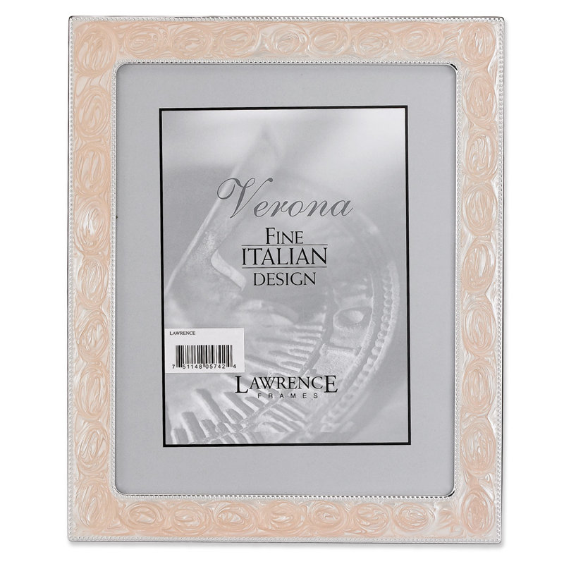 Metal Beaded Picture Frame, 8" x 10", Tourbillon rose et argent