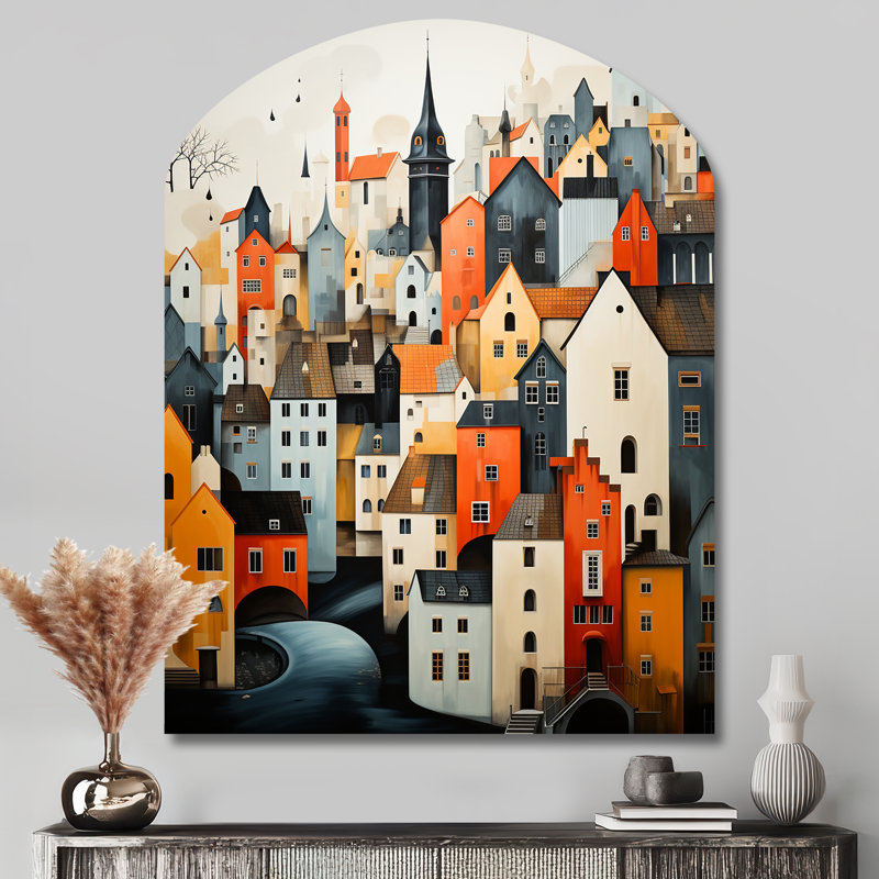 Geisler - asymétrique Danemark, art mural en métal, sculpture murale en arche, H 43 po x l 33 po
