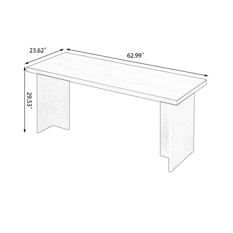 Bureaux rectangulaires bruns en bois massif, H 29,53 po x l 62,99 po x P 23,62 po