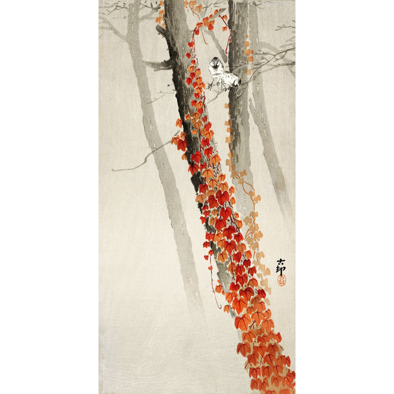 2JP6338 Red Ivy by Ohara Koson - Wrapped Canvas Art Prints, 120cm H x 60cm W x 4cm D