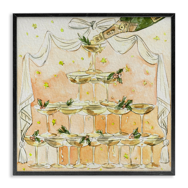 Winter Winter Cocktail Tower, estampe numérique de Melissa Wang, H 12 po x l 12 po, Giclée encadrée noir minuit