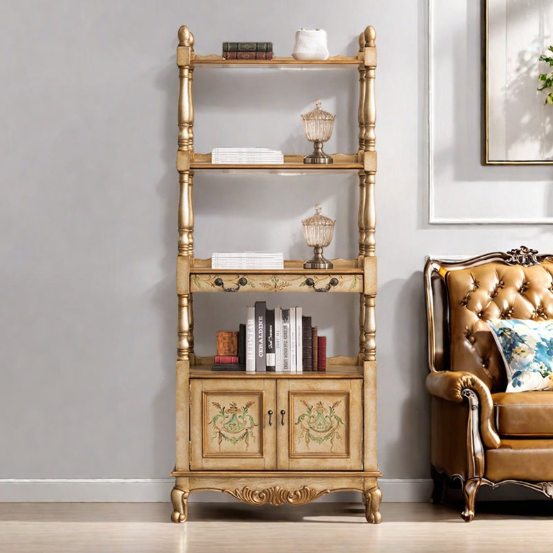 Elegant painted multi-functional bookcase, Champagne Gold