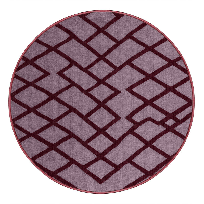 Tapis rose à motif treillis lavable à la machine, Rond 4 pi