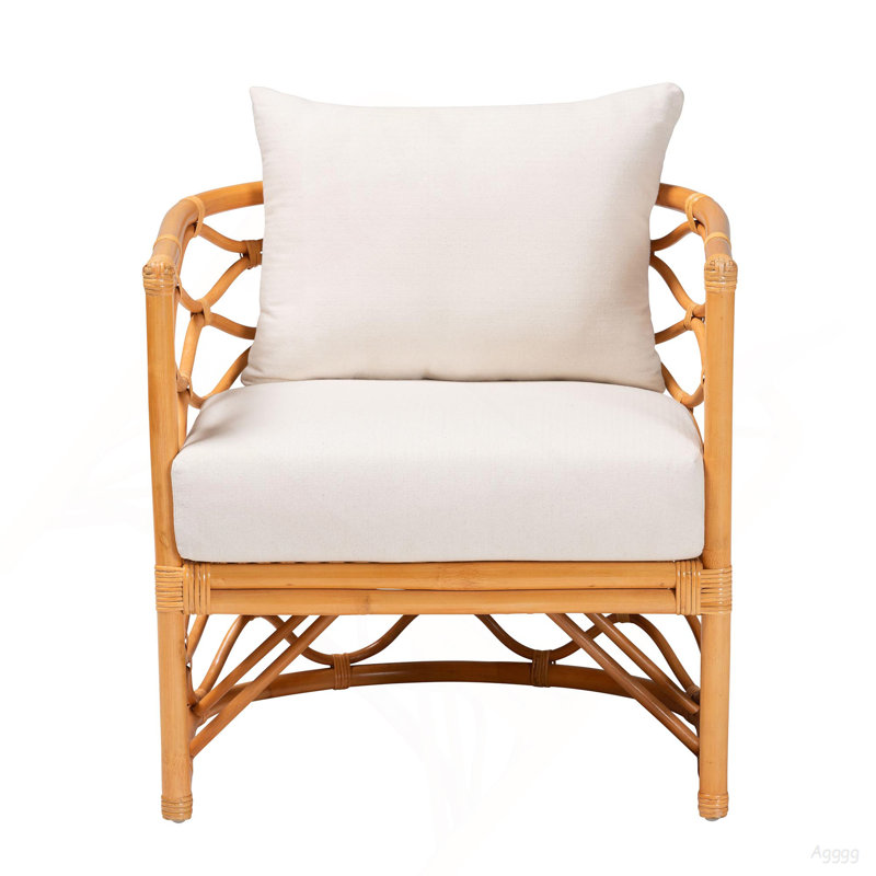 Fauteuil bohémien en rotin miel clair
