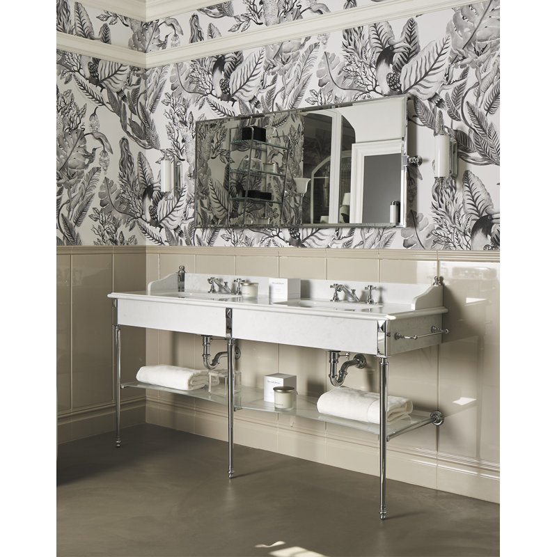 Madison Rectangular Dual Mount Bathroom Sink with Overflow, White/Chrome