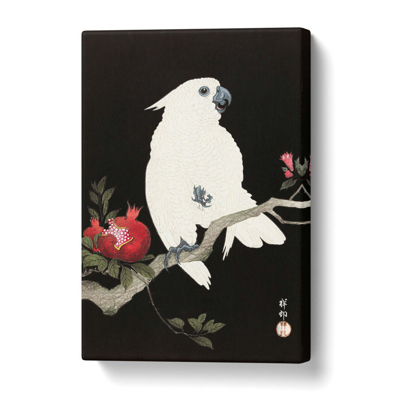 Cockatoo and Pomegranate by Ohara Koson - Wrapped Canvas, 76.2 cm H x 50.8 cm W