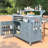 53.3" Outdoor Kitchen Island With Stainless Steel Top, Raised Shelf, Internal Storage Rack, Spice Rack & Adjustable Shelf-209982306