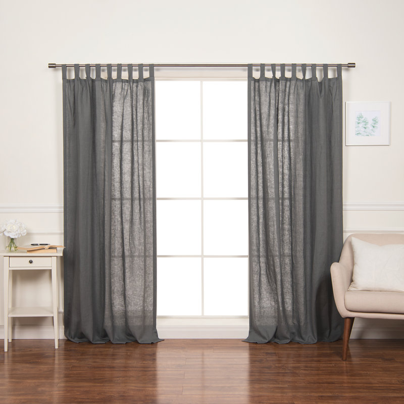 Paire de rideaux semi-transparents avec pattes Sylmar, Gris foncé, l 52" x L 84"