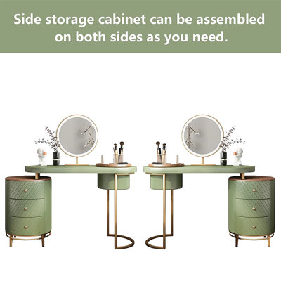 Ensemble de coiffeuse moderne 43 "avec miroir lumineux à DEL, plateau amovible, 4 tiroirs en bois massif, sans tabouret