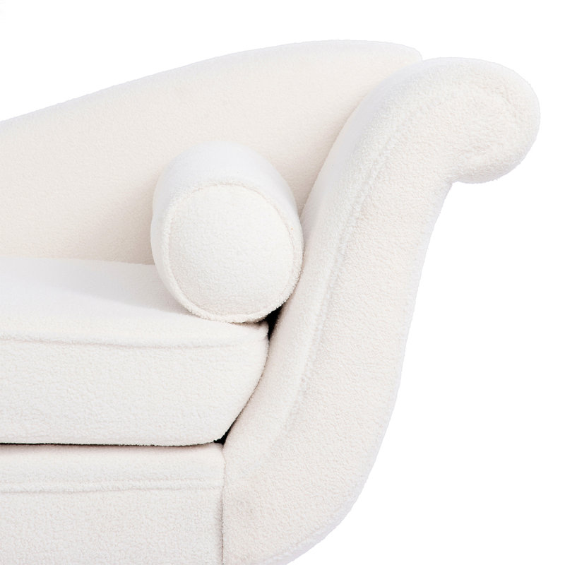 Chaise longue avec accoudoirs à volutes, conception classique, rembourrage en éponge haute, pied de bouleau effilé, siège confortable, l 29,13 po x l 68,94 po x H 29,14 po
