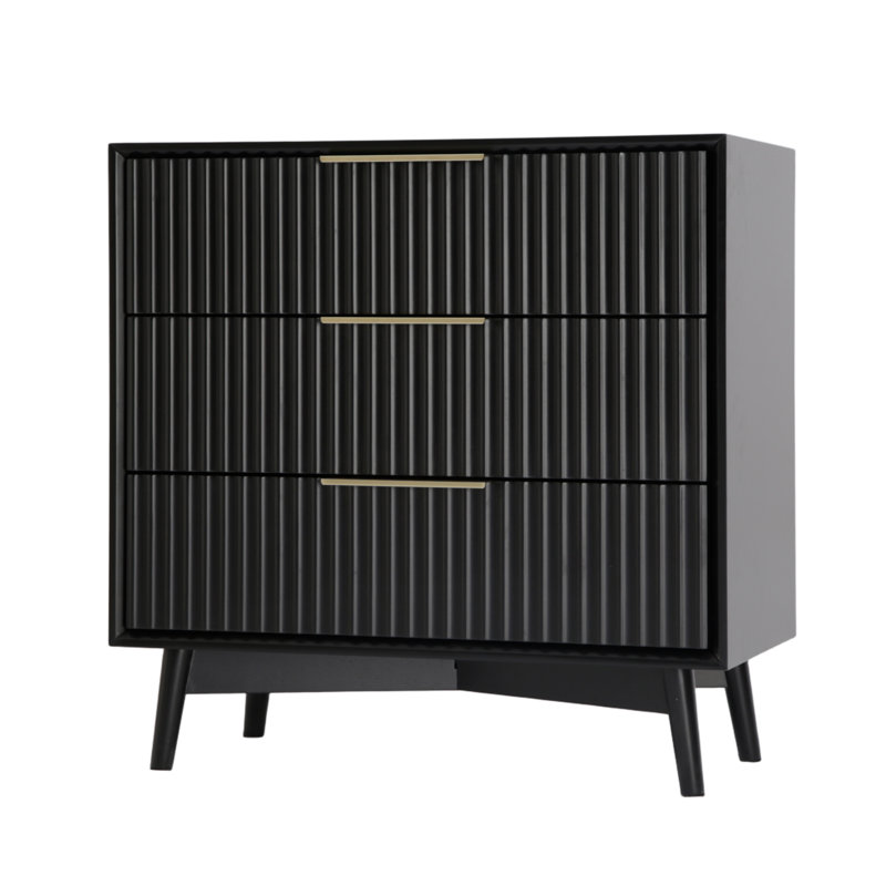 75 cm W Chest of 3 Drawers, Black