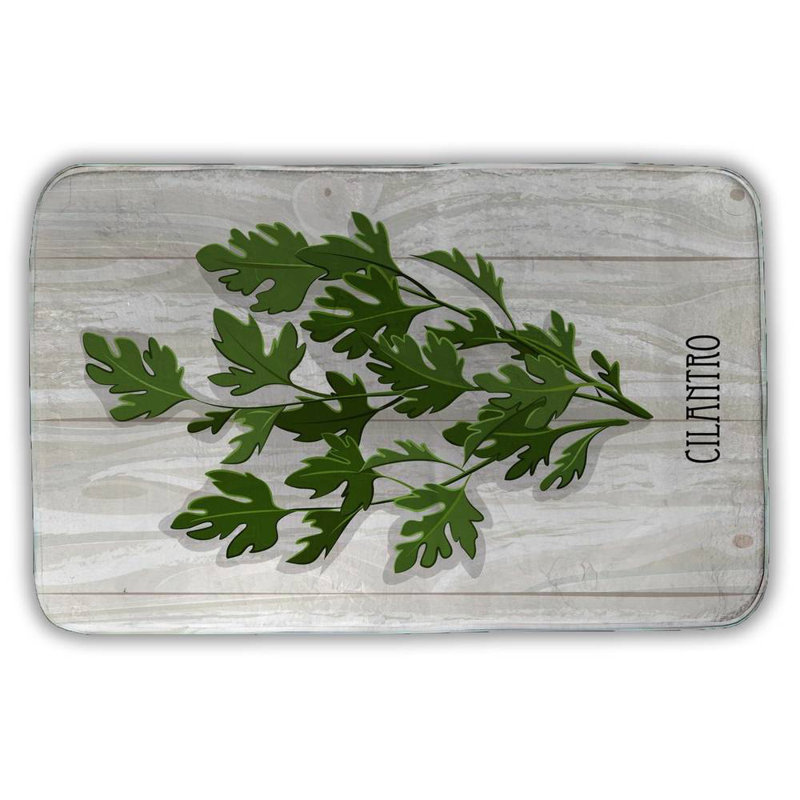 Cilantro on wood Bath Mat with Non-Slip Backing - Quick Dry Memory Foam Bathroom Rug - Absorbent - Modern Plush Spa-Style - Machine Washable