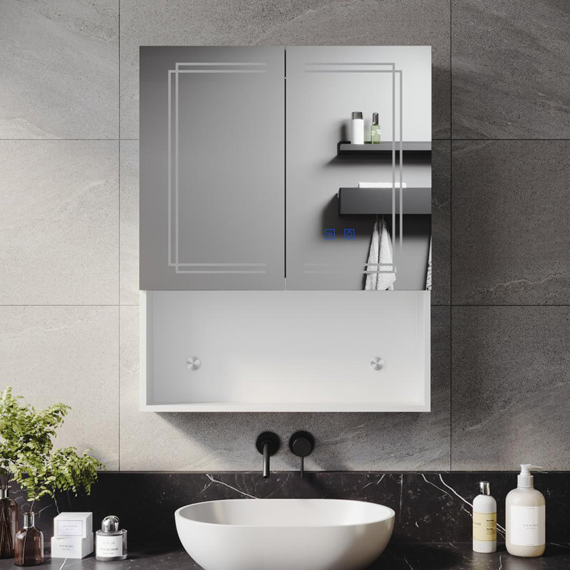 Deah 600mm W 750mm H Frameless Medicine Cabinet Mirror 2 Adjustable