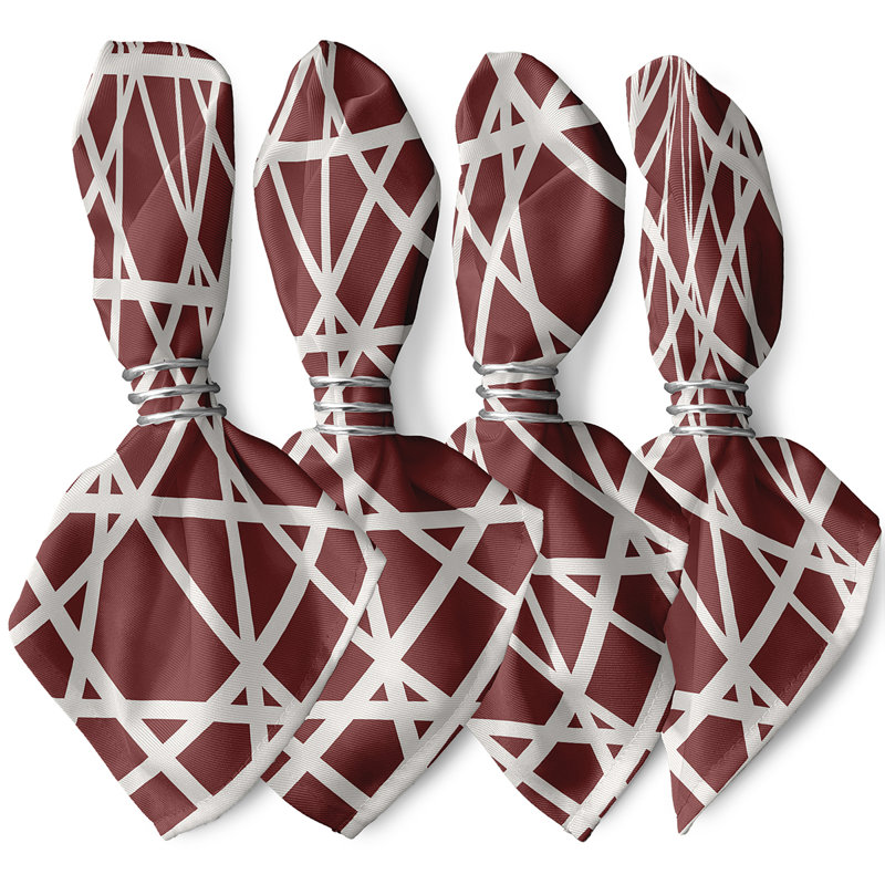 Lateshia Polyester Geometric Square Napkin, Rust