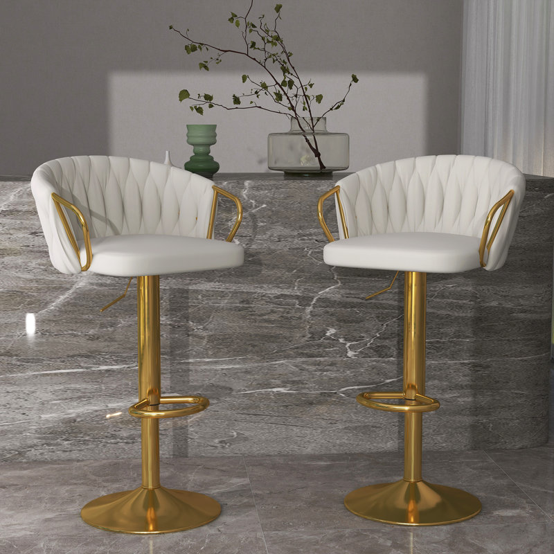Ginko Adjustable Height Counter Stool (Set of 2), Ivory