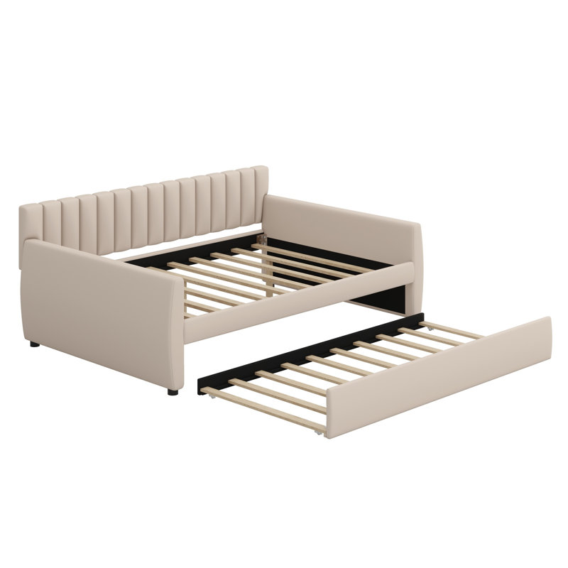 Lit de jour rembourré avec couchette, Beige