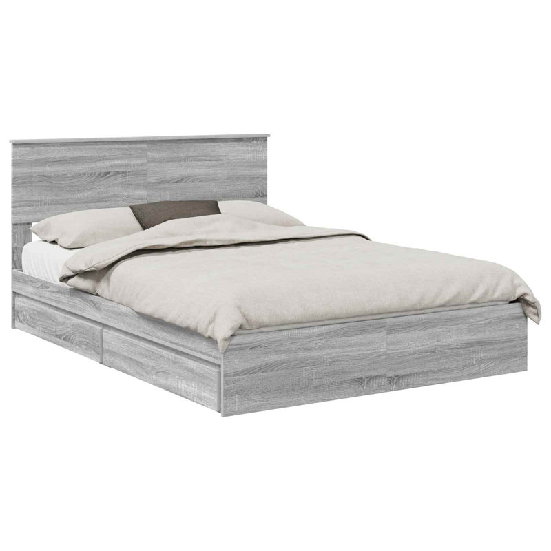 Bed, Grey Sonoma, European Kingsize (160 x 200 cm)
