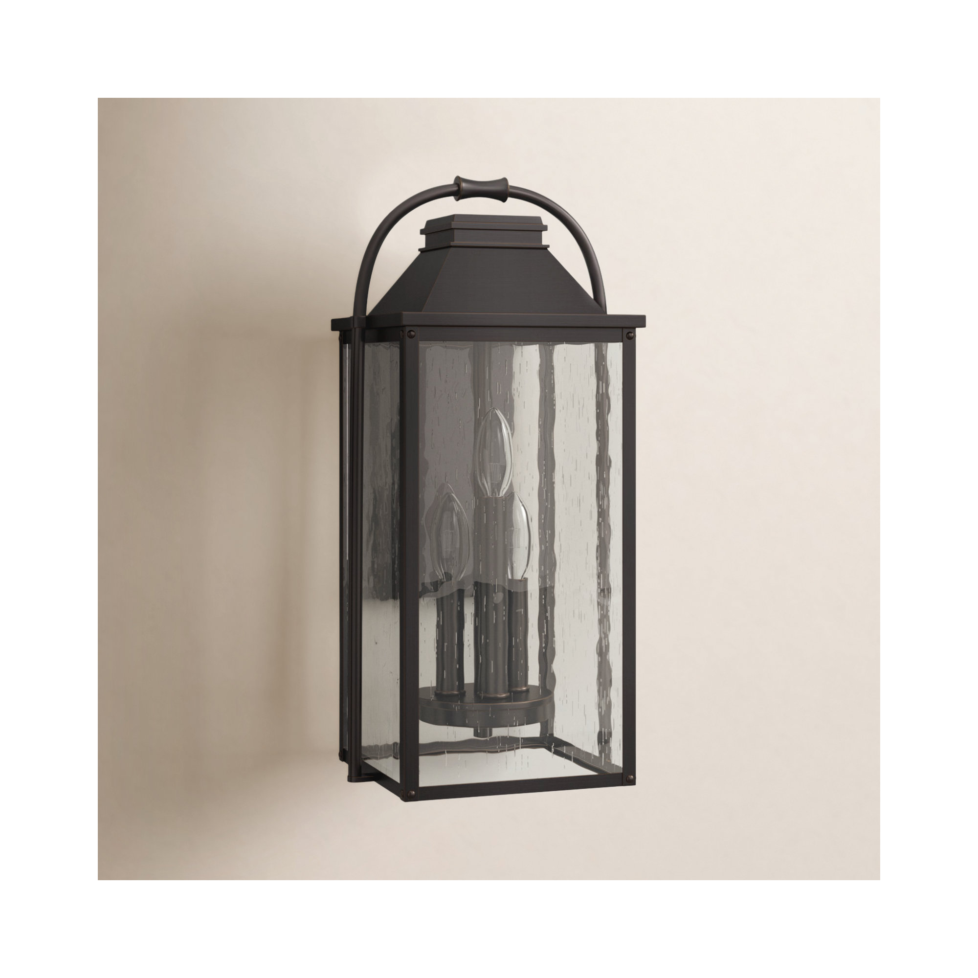 Newson 3 Light Outdoor Aluminum Wall Light, 18.25" H x 8.75" W x 7.5" D, Antique Bronze