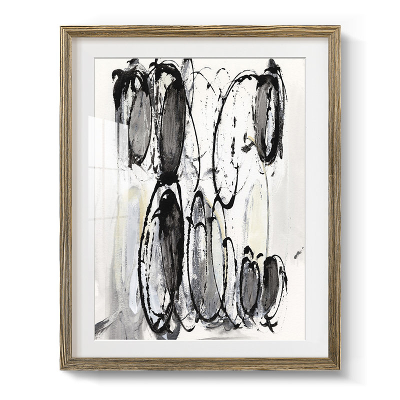 Gris griffonné II, Papier avec cadre noyer, Blanc