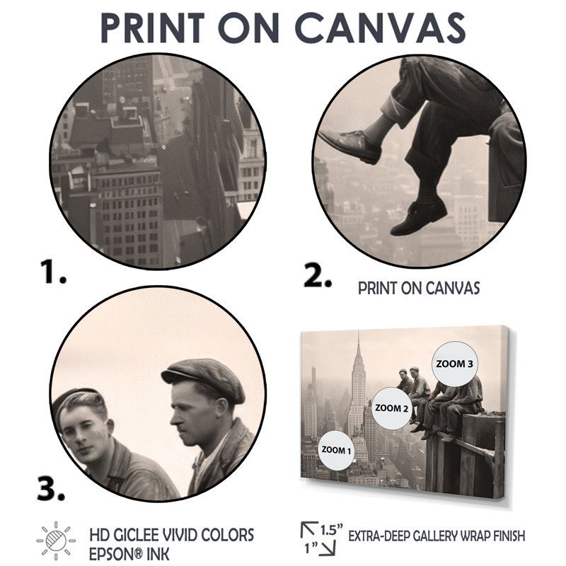 Art rétro de New York Empire State Building - New York, art mural, Cadre simple noir, H 16 po x l 32 po x P 1 po