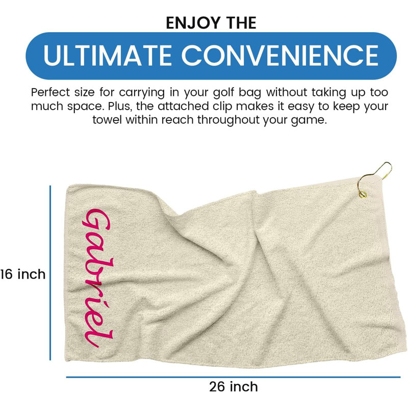 Cotton Embroidered Golf Towels Kitchen Towel, Beige, Yes