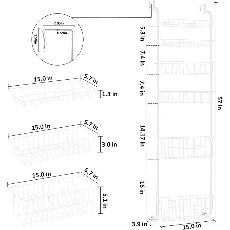Organisateur de porte d'armoire Maanvi, Blanc