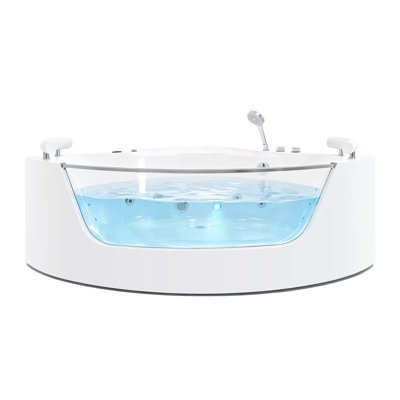 2 Person 16 Jet 59 Inch Acrylic Corner Spa Bathtub With Heater, Rainbow And Spacious Design Inches, Hydro Massage System Lighting, Ul For Relaxing
