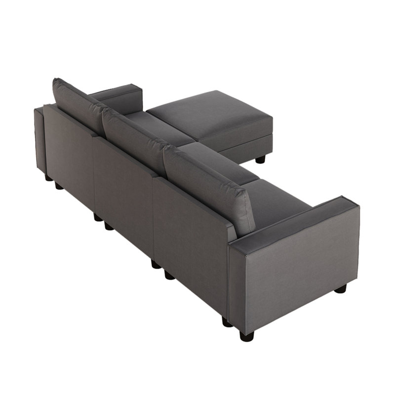 Canapé modulaire modulaire en L avec rangement, Gris