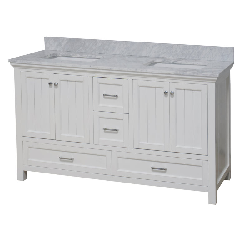 Ensemble de meuble-lavabo double 60 po Maven, Blanc