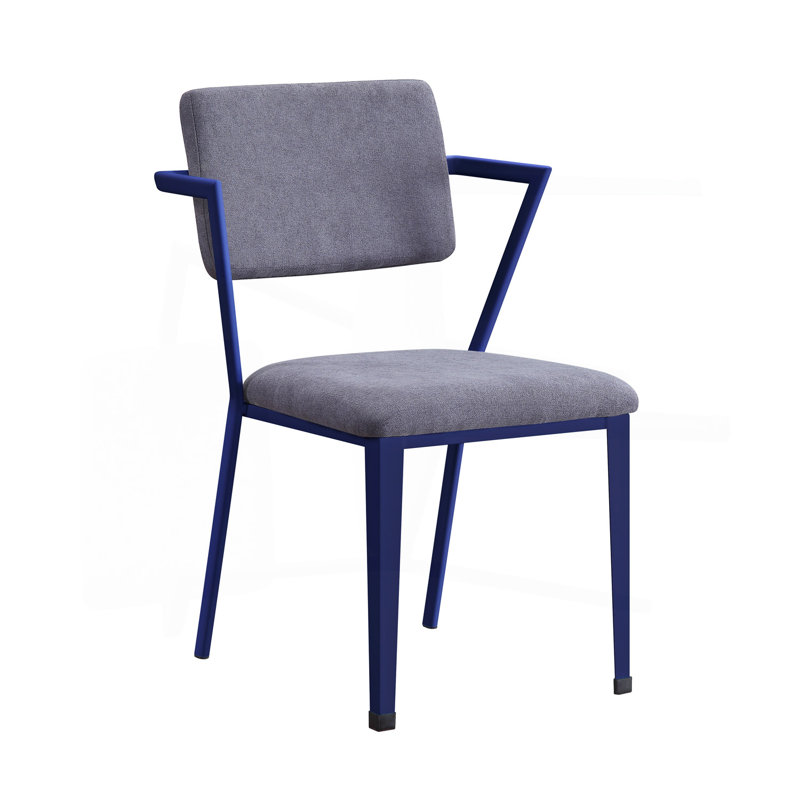 Chaise de bureau en tissu gris et finition bleue, Bleu