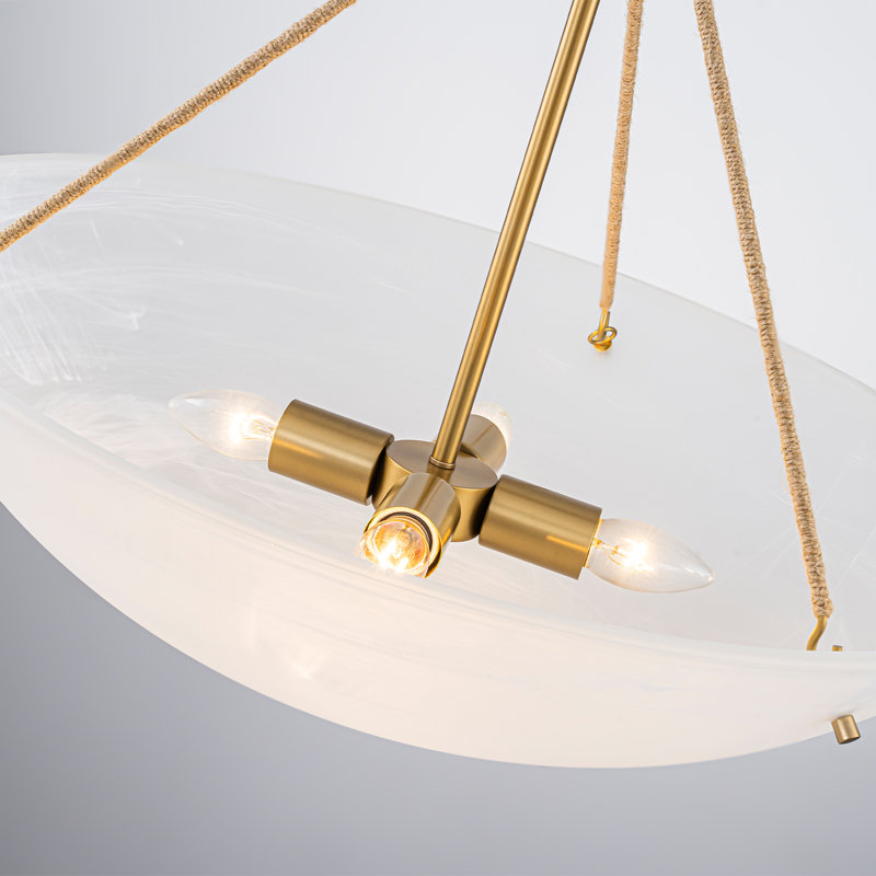Lustre 4 lumières en verre albâtre