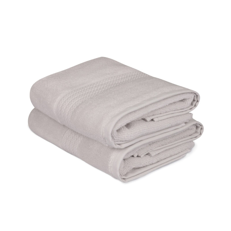Ensemble de serviettes 100% coton 2 pièces Humera, Gris clair