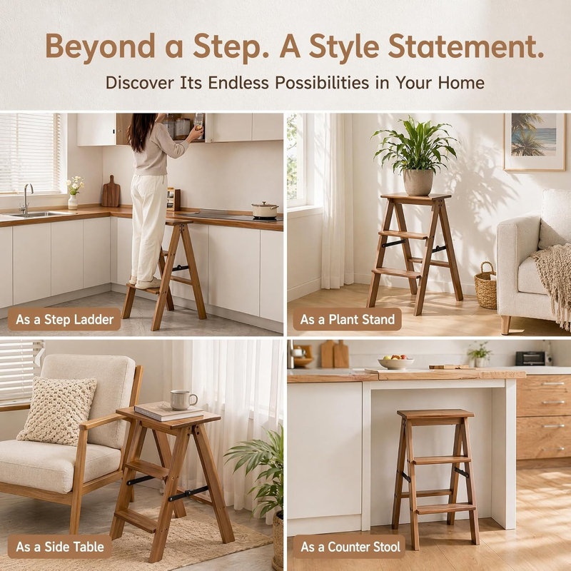 3 - Step Bamboo Small Step Ladder