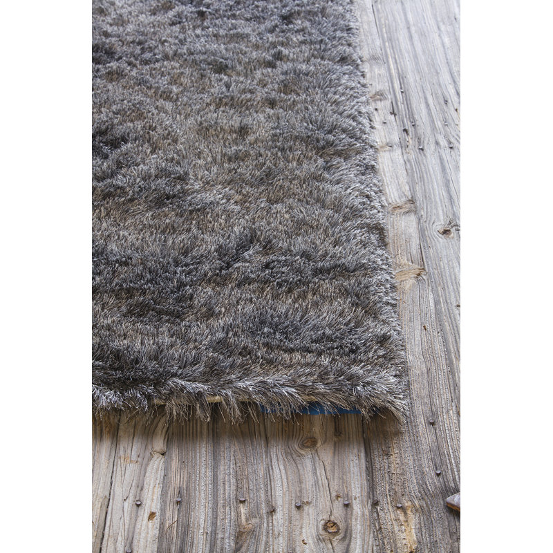 Naya Hand Loomed Modern Area Rug in Gray, Rectangle 5' x 7'6"