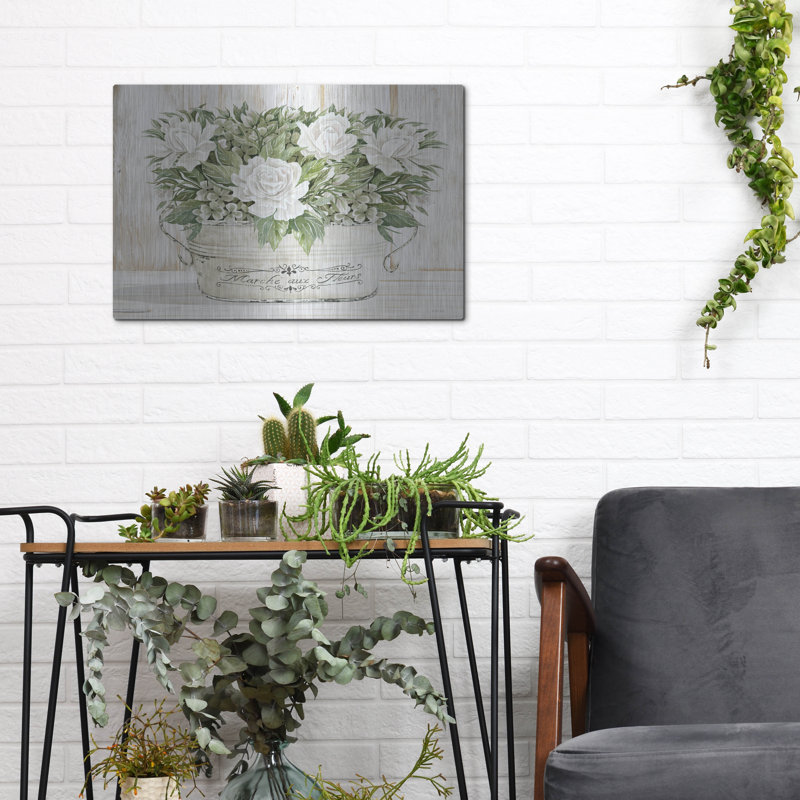 Luxe Roses Art "Roses en blanc" par Cindy Jacobs, M "Roses en blanc" par Cindy Jacobs, H 12 po x l 16 po