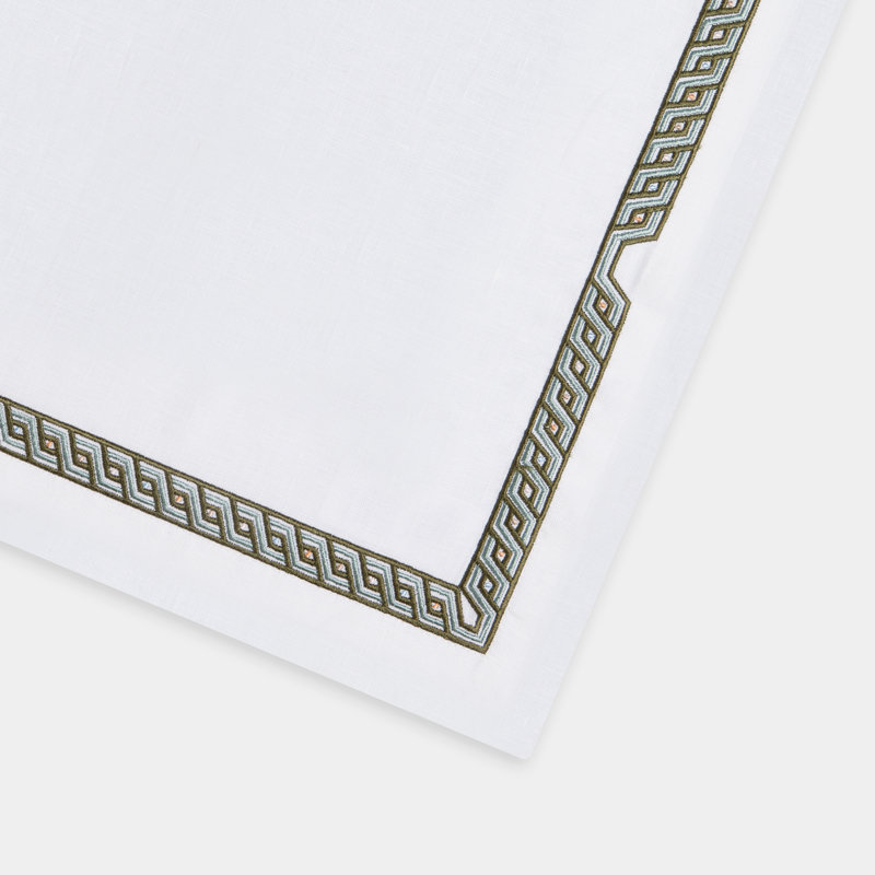 Aegean Key Embroidered Linen Placemat