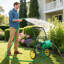 Porte-boyau d'arrosage de jardin grande capacité de 230 pi de 5/8 po avec panier de rangement à 2 roues - vert-121871803