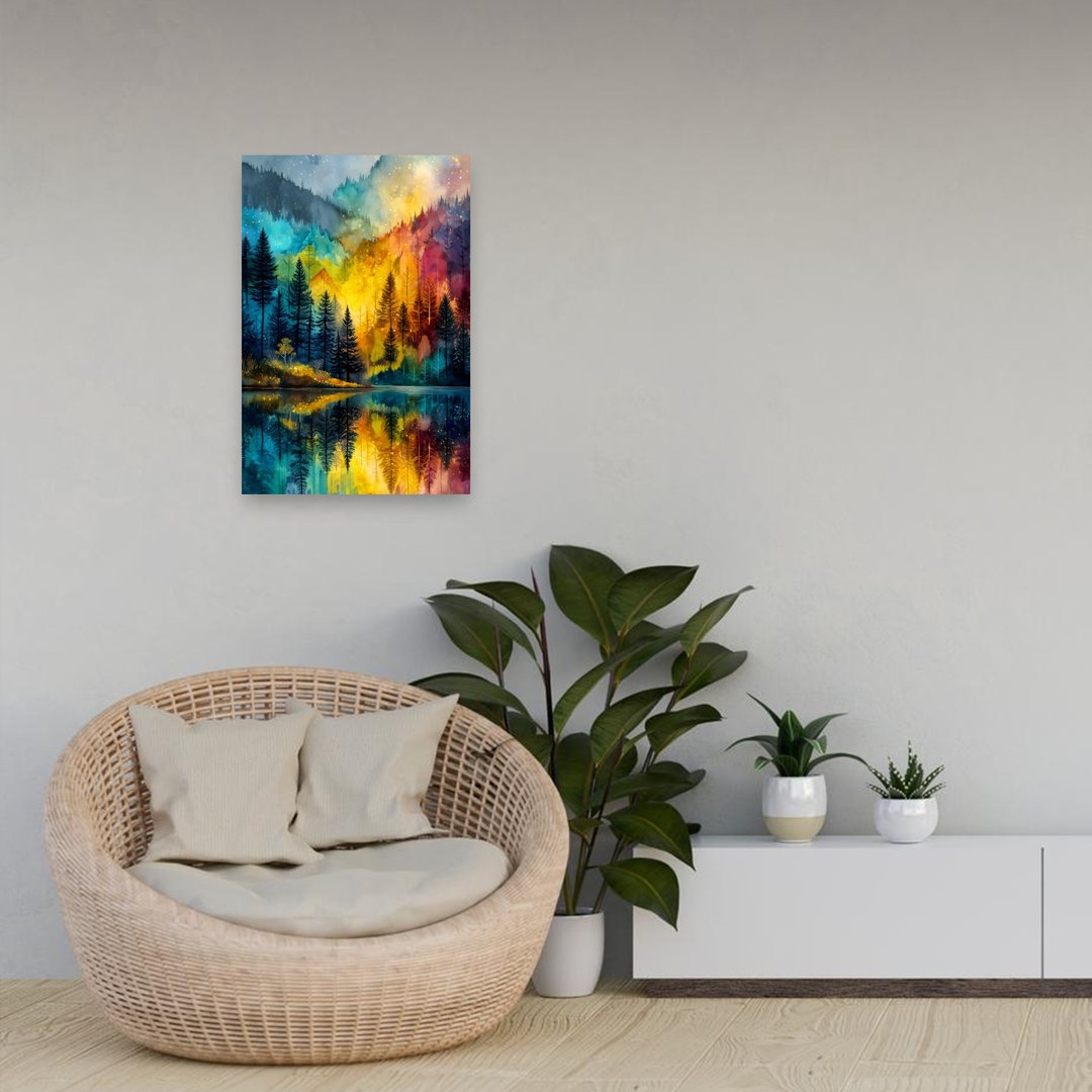 Fairy Forest And Lake Dreamy Ethereal Mystical Forest Landscape Wall Art Print