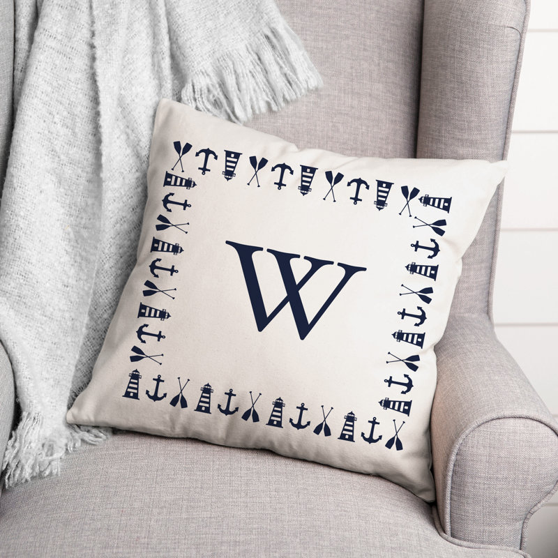  Housse et insert de coussin carré extérieur Nautical Monogram, W