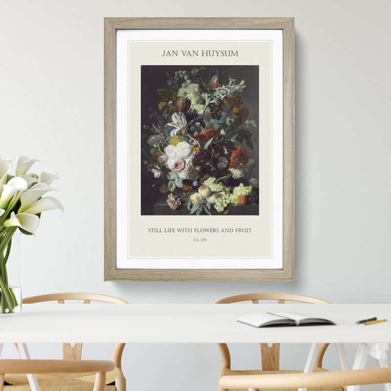 Still Life With Flowers And Fruit Vol.2 by Jan Van Huysum - Single Picture Frame Print, Oak Framed, 48cm H x 36cm W x 2cm D